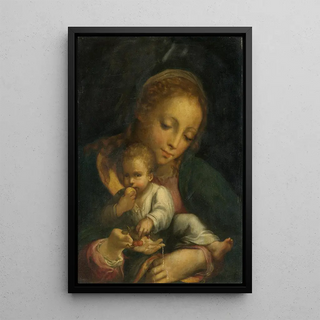 Virgin and Child - Circle of Correggio — framed artwork on a wall