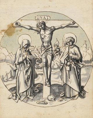 Circle Of Hans Holbein The Elder - Crucifixion of Christ with Mary and John.webp