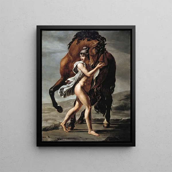 Young Roman with a horse - Circle of Jacques-Louis David — framed artwork on a wall