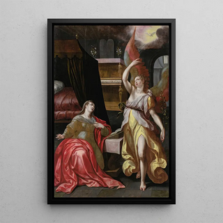 L'Annunciation - Circle of Maerten de Vos — framed artwork on a wall