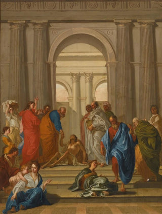 Saint Pierre guérissant le paralytique à la porte du Temple - Cercle de Nicolas Vleughels — artwork view