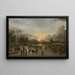 Winter Landscape Painting at Sunset with Figures Playing Kolf on the Ice - Circle of Aert van der Neer — framed artwork on a wall