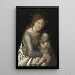 Virgin and Child Painting - Circle of Andrea Mantegna — framed artwork on a wall