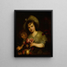Children with flowers, fruits, and a parrot - Circle of Carel de Moor — framed artwork on a wall