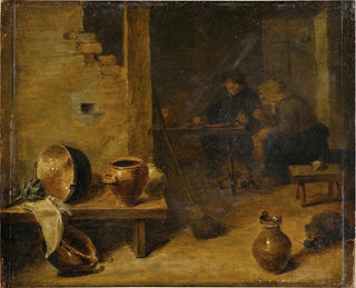 Interior tavern painting with peasants eating in the background - Circle of David Teniers the Younger — artwork view
