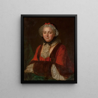 Portrait of Marie Leczinska, Queen of France - Circle of François Hubert Drouais — framed artwork on a wall