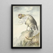 Vulture painting with a sheet of paper in its beak - Circle of François Levaillant — framed artwork on a wall