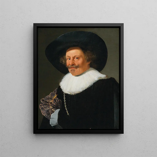 Portrait of a noble - Circle of Frans Hals — framed artwork on a wall