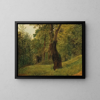 a Tree at the Edge of the Woods - Friedrich Gauermann Circle — framed artwork on a wall