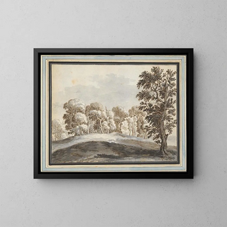 Groupe d'arbres au-delà des collines - Cercle de Gillis Neyts — framed artwork on a wall