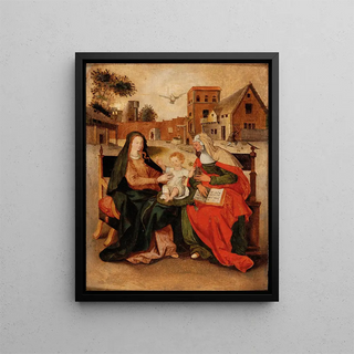 The Virgin and Child with Saint Anne - Circle of Hendrick de Clerck — framed artwork on a wall
