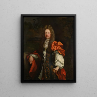 Portrait of a man, perhaps Roger Mainwaring de Kermincham - Circle of Henri Gascar — framed artwork on a wall