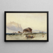 Three men in a boat off a rocky coast - Circle of Henry Barlow Carter — framed artwork on a wall