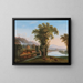 a vast landscape with a view of the Tivoli waterfalls - Circle of Jacob Philipp Hackert — framed artwork on a wall