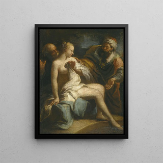 Susannah et les anciens - Cercle de Jacopo Amigoni — framed artwork on a wall