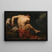 a naked warrior sitting on a rock next to his shield and feathered helmet - Circle of Jean-Germain Drouais — framed artwork on a wall