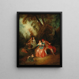 Festive Gathering - Circle of Jean-Baptiste Pater — framed artwork on a wall