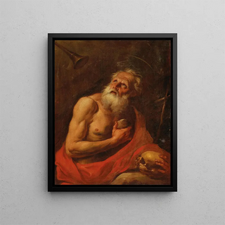The Penitent Saint Jerome - Circle of Johann Carl Loth — framed artwork on a wall