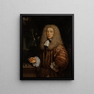 Gentleman with Watch - Circle of John Michael Wright — framed artwork on a wall