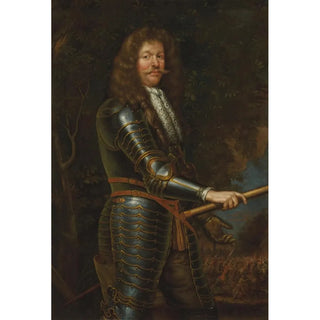 Portrait of a man in armor - Circle of John Michael Wright — artwork view
