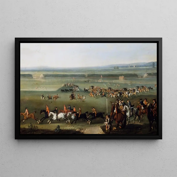 Scene of a race at Newmarket - John Wootton's Circle — framed artwork on a wall