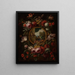 a Flower Garland Surrounding a Tondo with a Fruit Monkey and a Parrot - Circle of Karel van Vogelaer — framed artwork on a wall