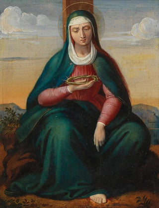 Marie with the Crown of Thorns in front of a landscape background - Circle of Leopold Kupelwieser — artwork view
