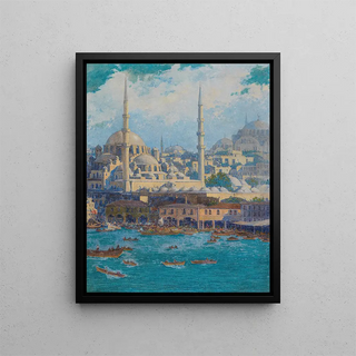 A view of Istanbul - Circle of Max Friedrich Rabes — framed artwork on a wall