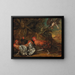Bird attacked by a bird of prey - Circle of Melchior de Hondecoeter — framed artwork on a wall