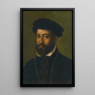 Portrait of a bearded man - Circle of Niccolò dell'Abate — framed artwork on a wall