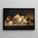 Tropical Shells on a stone ledge, including a conch, a giant murex, porcelains, and a scallop - Circle of Nicolaus Matthes — framed artwork on a wall