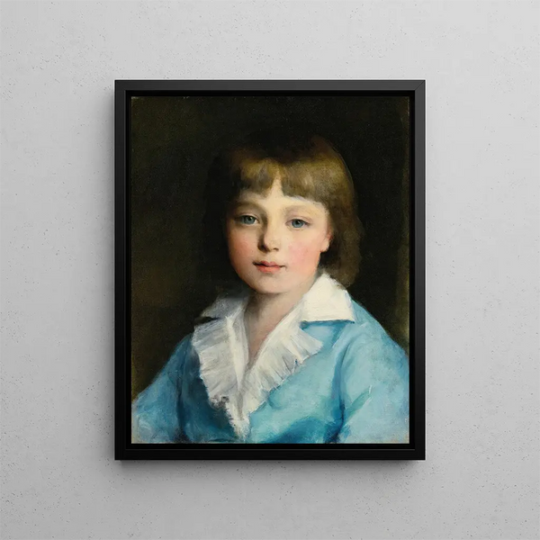 Portrait of a Boy in Blue - Circle of Pierre-Auguste Renoir — framed artwork on a wall