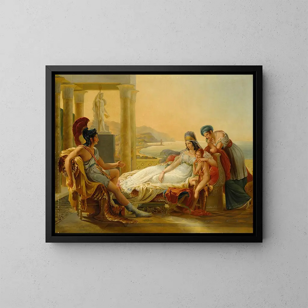 Aeneas recounting the misfortunes of Troy to Dido - Circle of Pierre-Narcisse Guérin — framed artwork on a wall