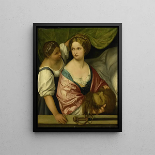Judith with the head of Holofernes - Circle of Pordenone — framed artwork on a wall
