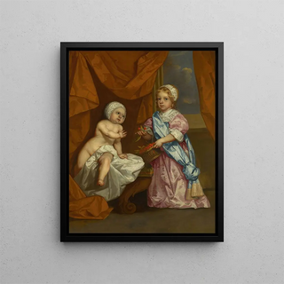 Portrait painting of Charles 3rd Marquis of Tweeddale 1667-1715 and his brother Lord John Hay - Sir Peter Lely Circle — framed artwork on a wall