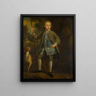Portrait of a Boy in a Landscape - Circle of Stephen Slaughter — framed artwork on a wall