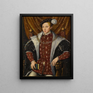 Portrait of Edward VI - Circle of William Scrots — framed artwork on a wall