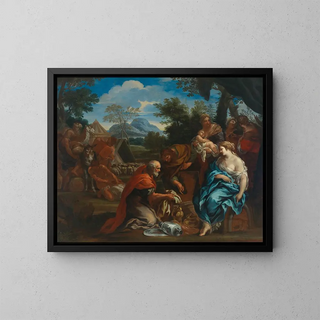 Laban searching for idols - Ciro Ferri — framed artwork on a wall