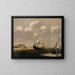 Boats in front of a port - Claes Claesz Wou — framed artwork on a wall