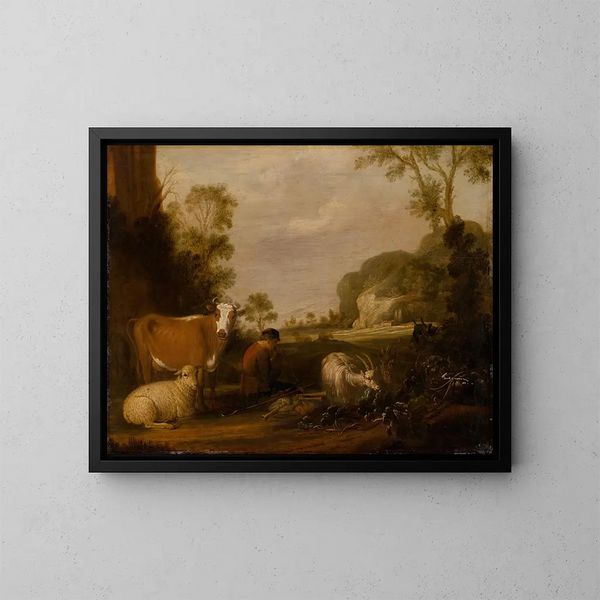 Bergère playing music - Claes Cornelisz Moeyaert — framed artwork on a wall