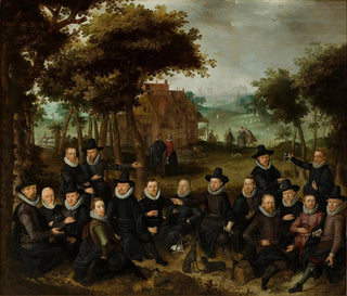 ficers of the Old Militia of Alkmaar in a Landscape - Claes Jacobsz van der Heck — artwork view