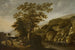Landscape painting of the Rhine with a waterfall - Claes Jansz van der Willigen — artwork view