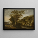 Landscape painting of the Rhine with a waterfall - Claes Jansz van der Willigen — framed artwork on a wall