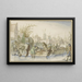 Winter landscape painting with two horse-drawn sleighs in the foreground - Claes Janszoon Visscher I — framed artwork on a wall