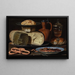 Still life with cheeses, almonds and pretzels - Clara Peeters — framed artwork on a wall