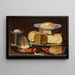 Still life with cheeses, artichoke, and cherries - Clara Peeters — framed artwork on a wall