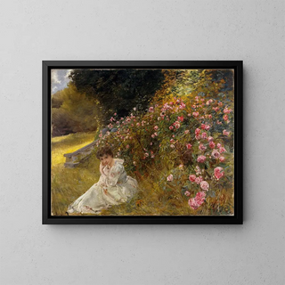 Mademoiselle Hardy on the rose terrace at Rugenpark Interlaken - Clara von Rappard — framed artwork on a wall