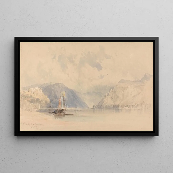 Châteaux de Rheinfels et Thurnberg sur le Rhin - Clarkson Stanfield — framed artwork on a wall