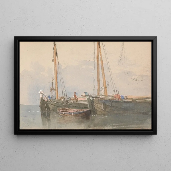 Three Boats - Clarkson Stanfield — framed artwork on a wall