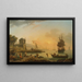 a large view of the coast enriched with buildings, ships, and figures - Claude-Joseph Vernet — framed artwork on a wall
